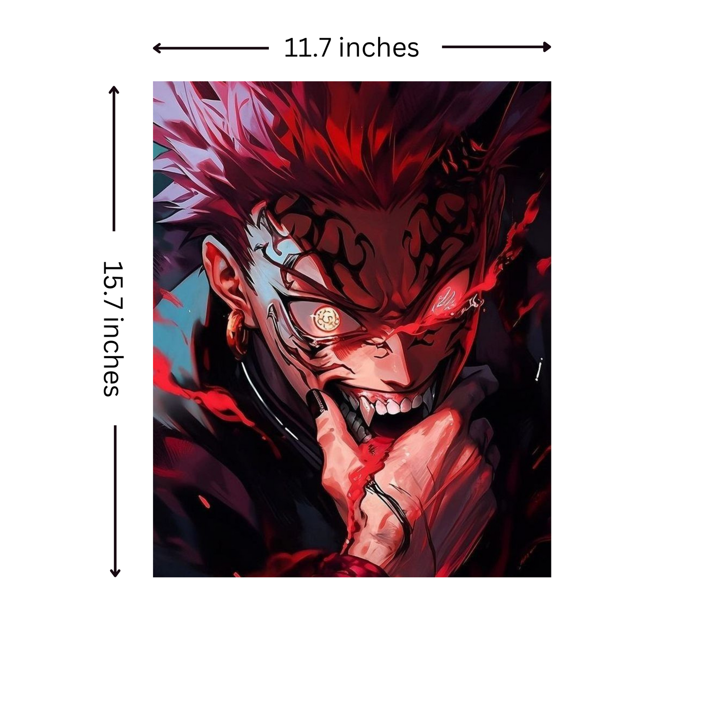 Sukuna Metal Poster | Jujutsu Kaisen (11.7 X 15.7 inches)